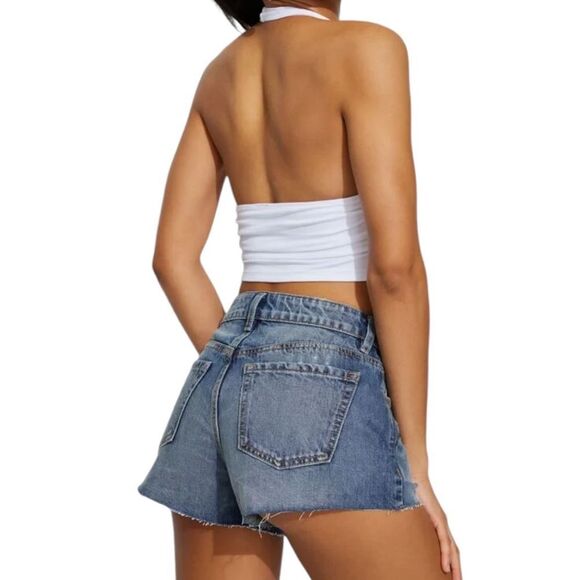 Garage festival denim medium wash cut off shorts size 0 - Picture 2 of 8